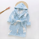 Kids Cartoon Printed Hooded Flannel Bathrobe childrensterritory