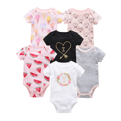 Cotton Short Sleeve Baby Unisex Cartoon Bodysuits childrensterritory