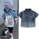 Hand Print Kids Independence Day Button Closure Shirt childrensterritory