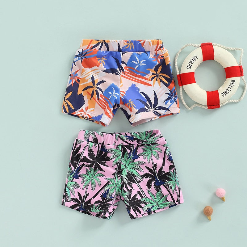 Kids Boys Coconut Tree Print Summer Beach Shorts childrensterritory