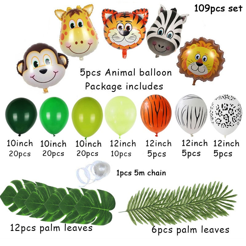 Jungle Safari Theme Birthday Party 109pcs Balloons Garland childrensterritory