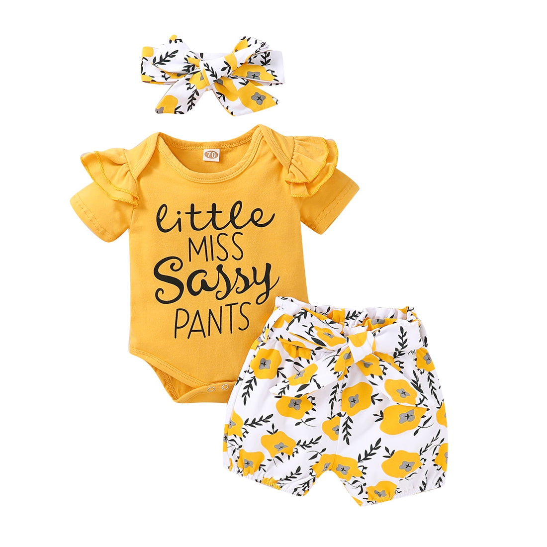 Baby Girl 3Pcs Letter &amp; Floral Print Outfit Set childrensterritory