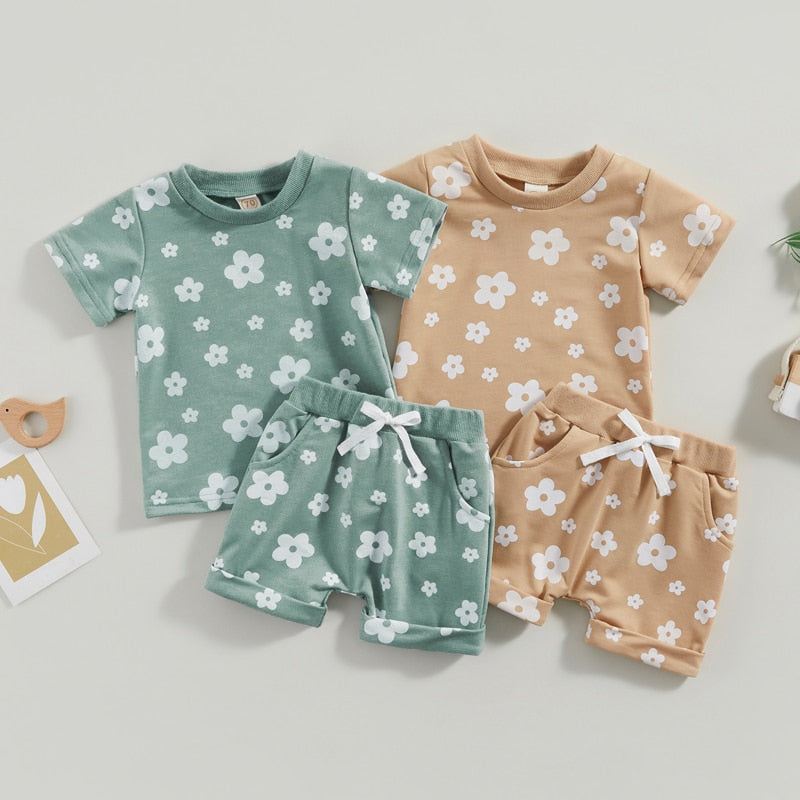 Floral Printed 2pcs Summer Clothing Set for Baby Girl childrensterritory