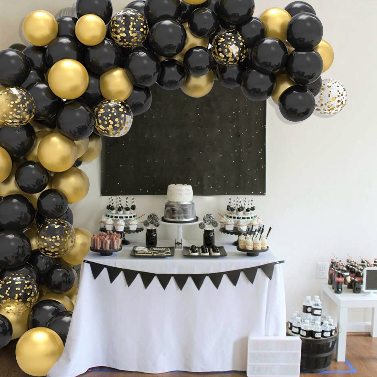 Party Decoration Black Gold Balloon Garland Arch childrensterritory
