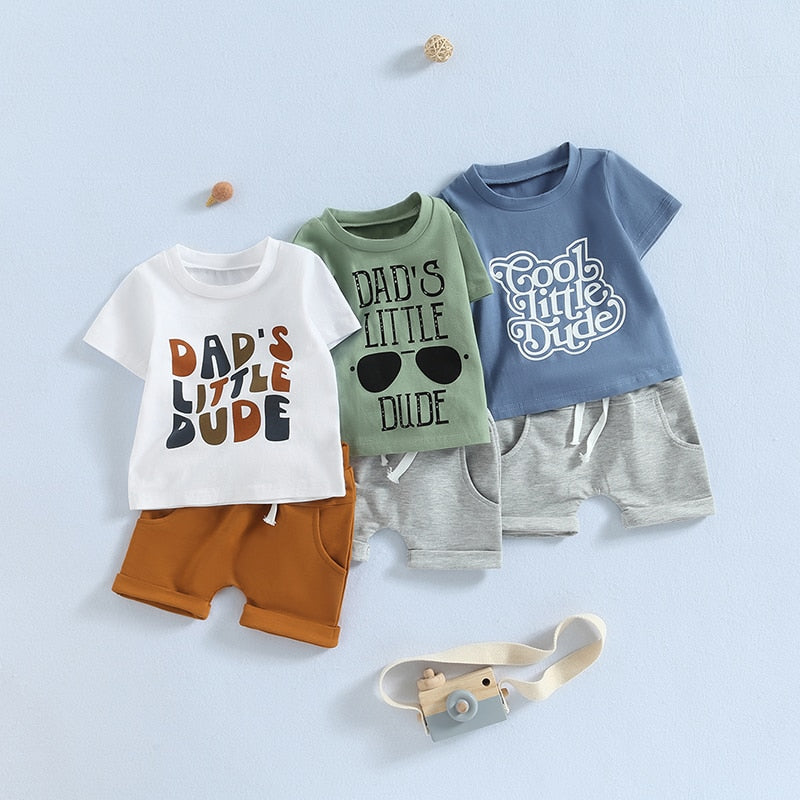 Baby Boy Letter Print T-Shirts and Solid Shorts Summer Set childrensterritory