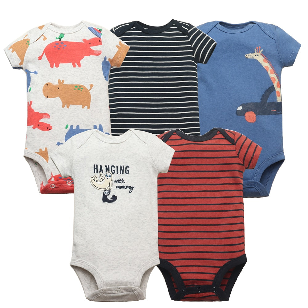 5PCS/Lot Baby Boys Girls Short Sleeve Printed Bodysuits childrensterritory