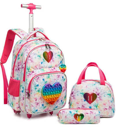 Kids 3pcs Rolling School Backpack Set with Lunch Bag and Pencil Case childrensterritory