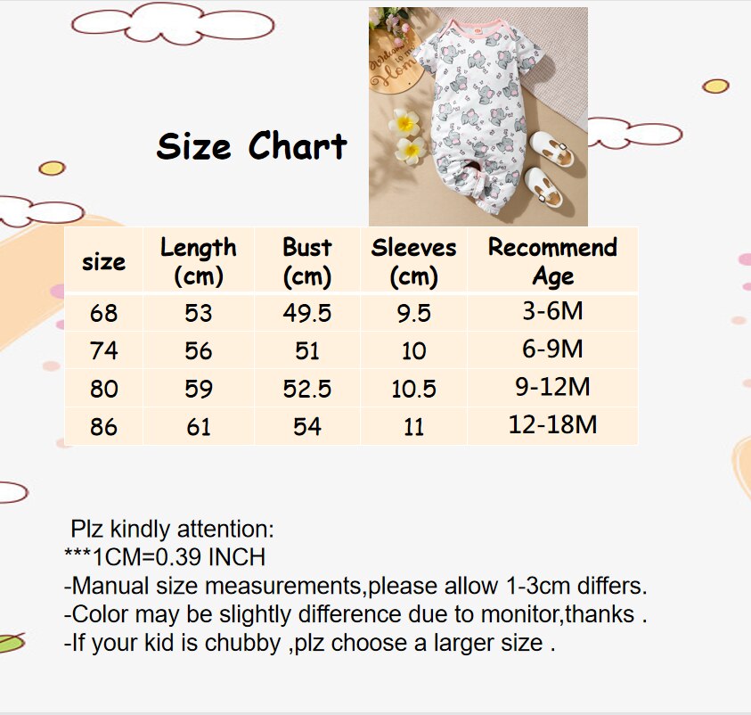 Baby Girl Elephant Print Summer Bodysuit childrensterritory