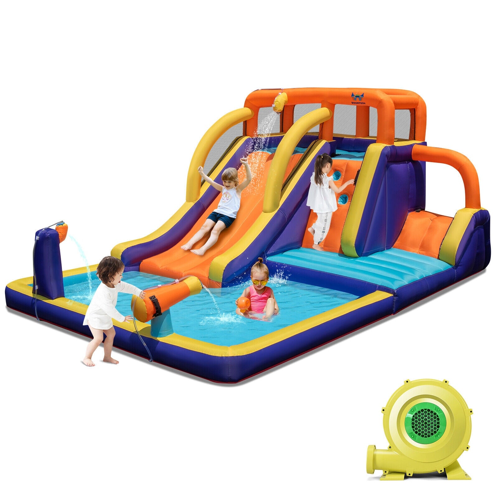 4-in-1 Kids Inflatable Bounce Castle W/ Splash Pool childrensterritory