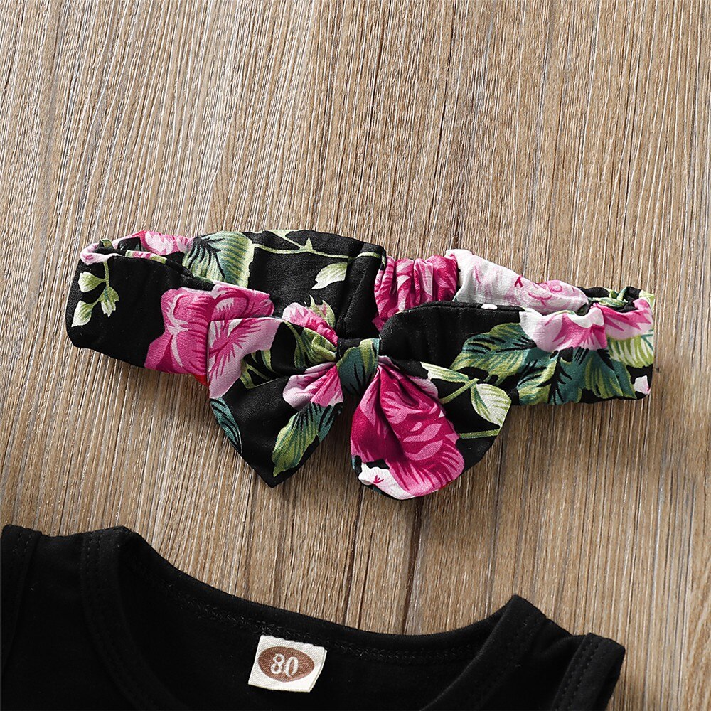 Baby Girl Letter Printed Vest+Floral Shorts 3PCS Outfit Set childrensterritory