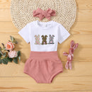Baby Girls 3 Piece Rabbit Print Easter Clothes Set childrensterritory