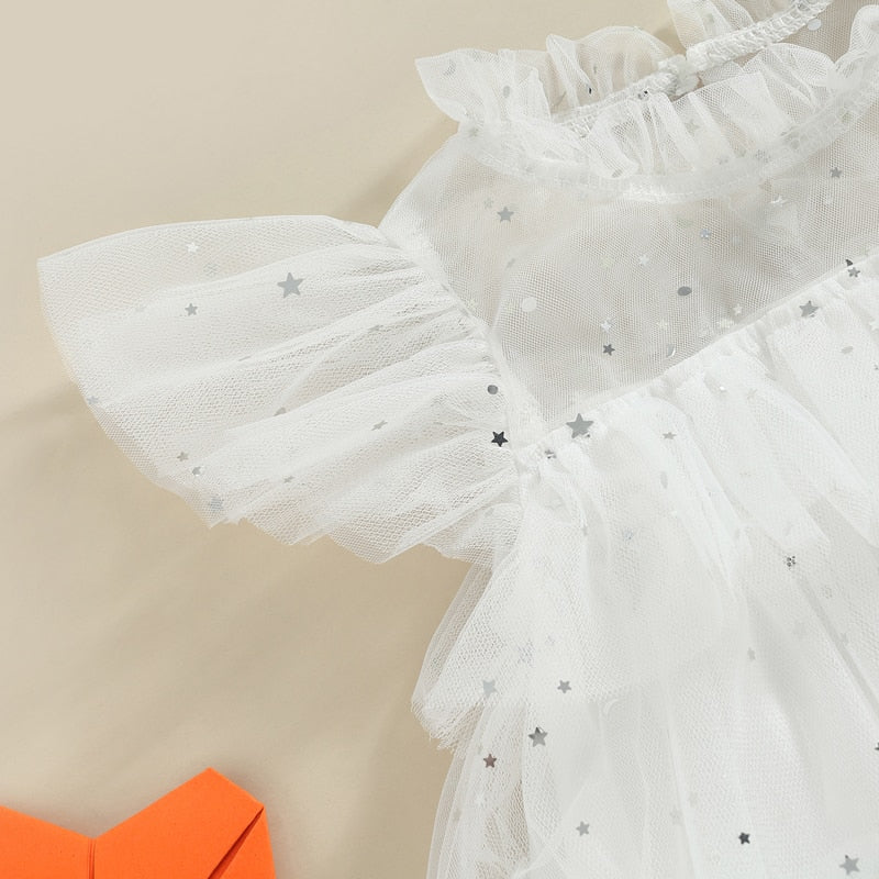 Stars Moon Sequins Kids Girls Ruffles Tulle Dress childrensterritory