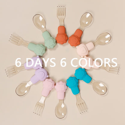 2pcs Baby Learn To Eat Fork Spoon Set | Kids Tableware childrensterritory