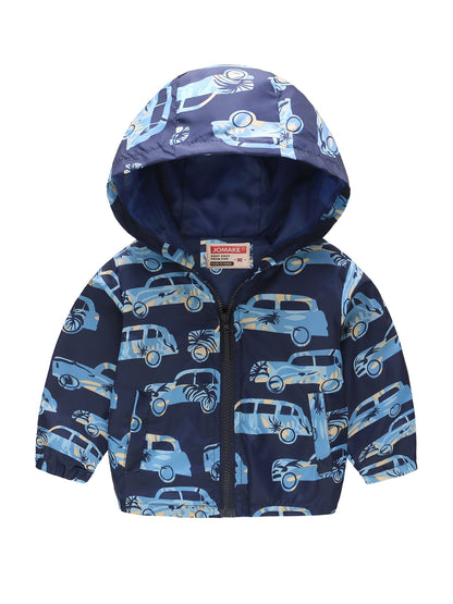 Cartoon Dinosaur Print Windbreaker Jacket for Kids Boys childrensterritory