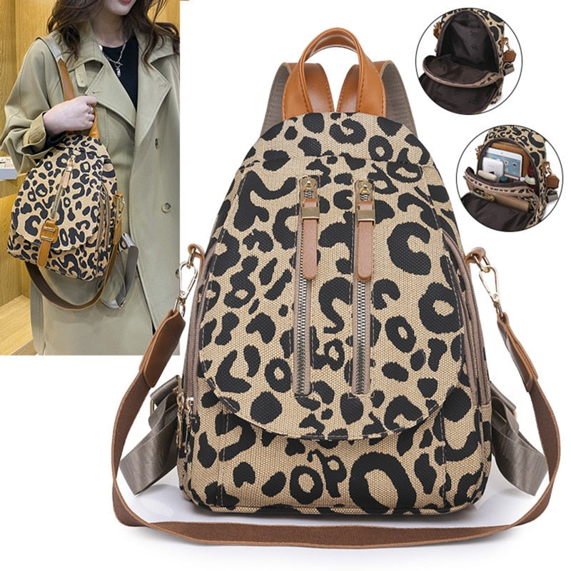 Leopard Print Casual Travel Shoulder Bags For Teenager childrensterritory