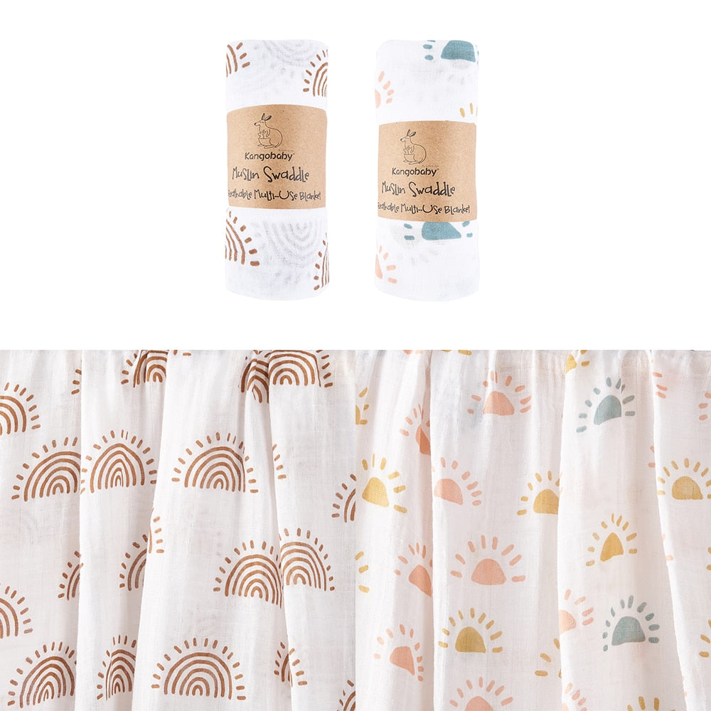 2 Pieces Pack Muslin Cotton Baby Swaddles/Blankets childrensterritory