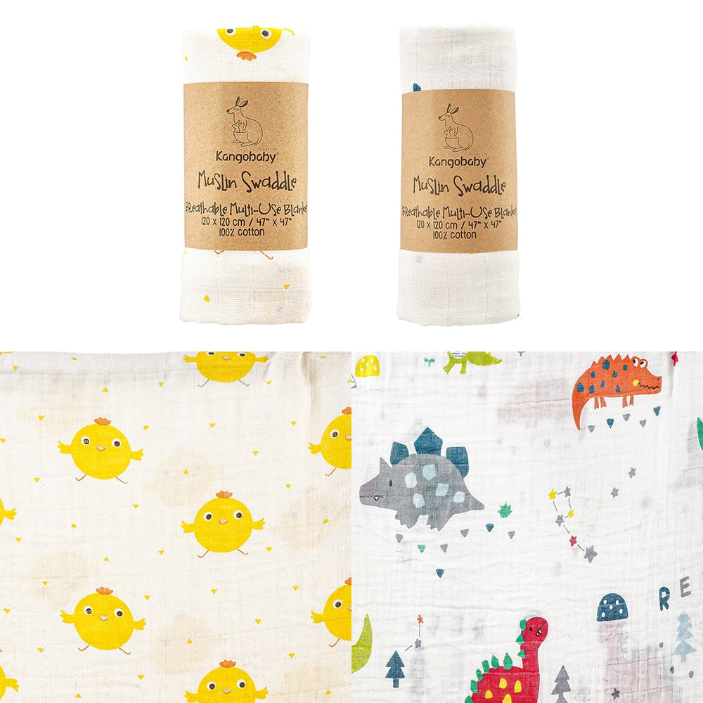 2 Pieces Pack Muslin Cotton Baby Swaddles/Blankets childrensterritory