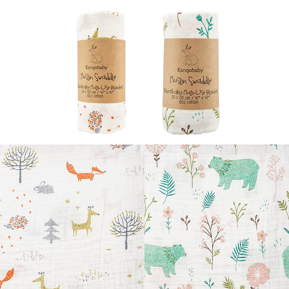 2 Pieces Pack Muslin Cotton Baby Swaddles/Blankets childrensterritory