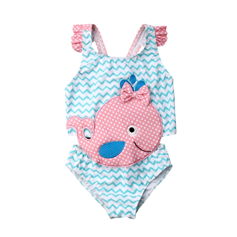 Sleeveless Goldfish Pattern Kids Girls Beachwear childrensterritory