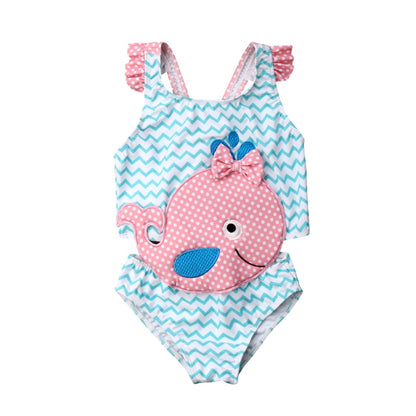 Sleeveless Goldfish Pattern Kids Girls Beachwear childrensterritory
