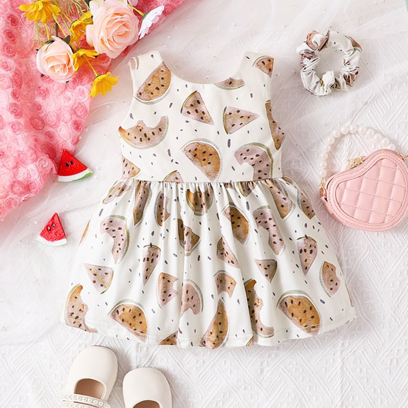 Watermelon Print Dress with Headband for Baby Girl childrensterritory