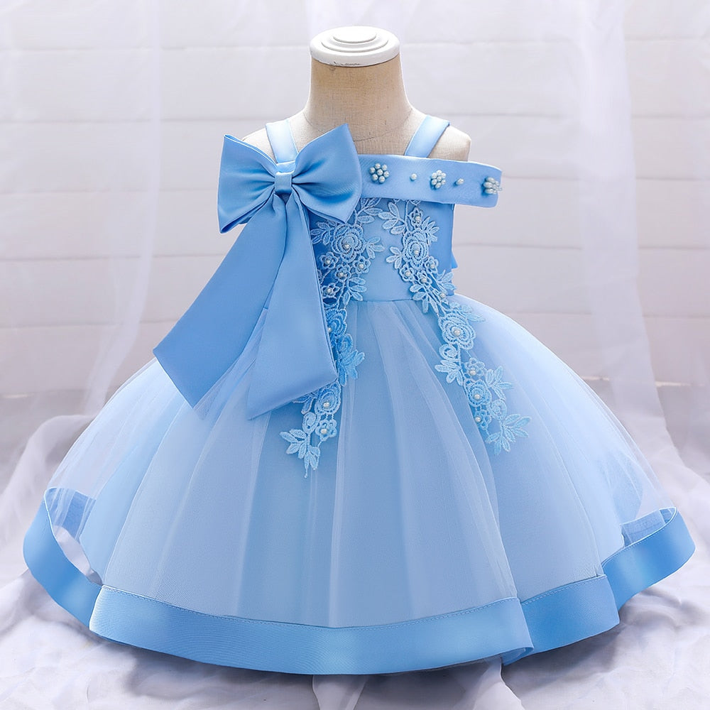 Baby Girls Bow Lace Flower Wedding/Party Gown childrensterritory