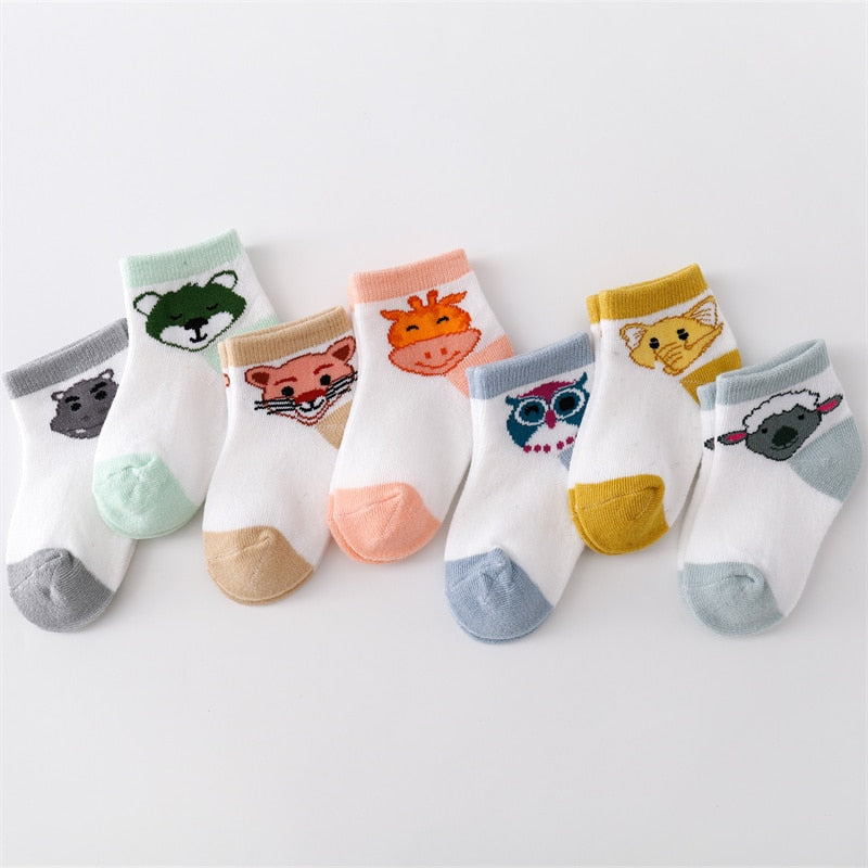 7Pairs/set Casual Cartoon Cotton Socks for Babies childrensterritory