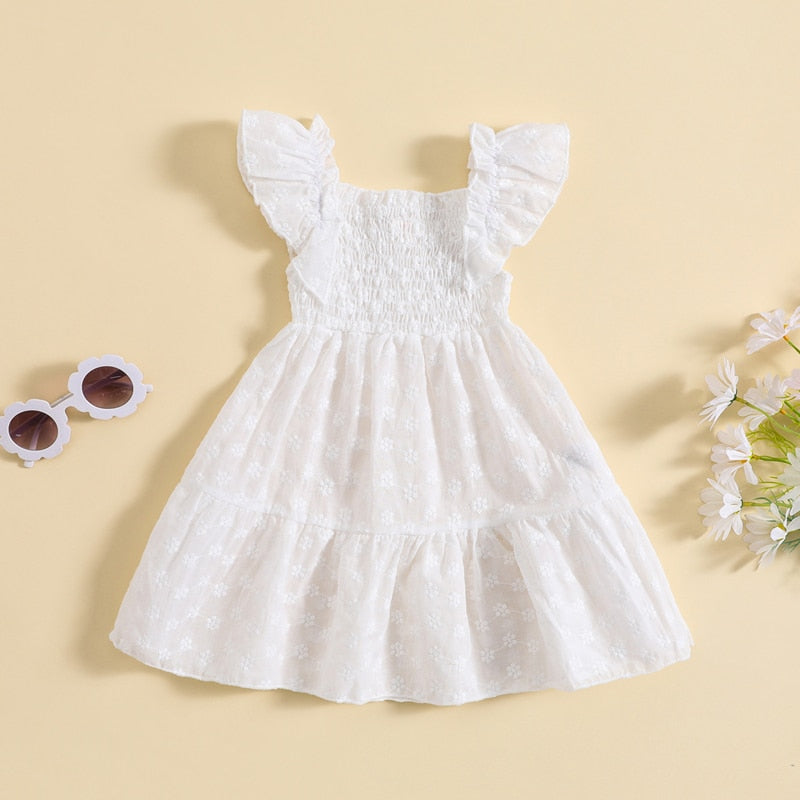 Kids Girls A-line Flower Embroidery Summer Dress childrensterritory