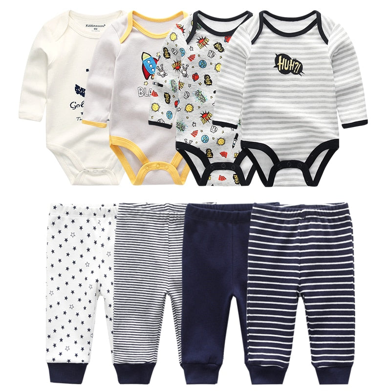4pcs Baby Cartoon Printed Bodysuits Set for Girls Boys childrensterritory