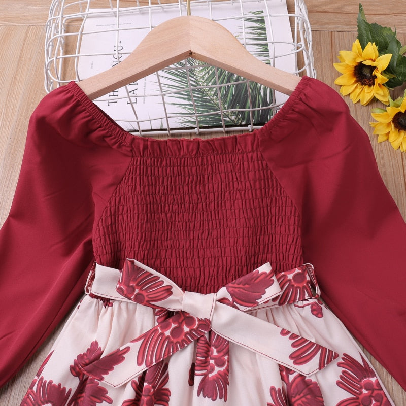 Long Sleeve Flower Princess Dress for Kids Girls childrensterritory