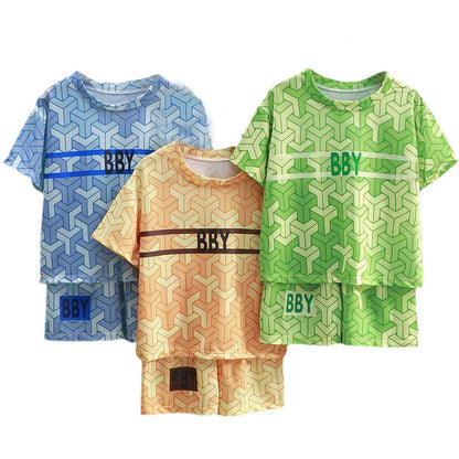 Kids Printed 2PCS Sports T-Shirt and Shorts Set for Summer childrensterritory