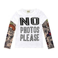 Letter Printed Kids Boys T-shirts with Tattoo Sleeves childrensterritory