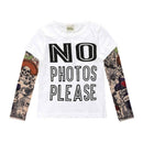 Letter Printed Kids Boys T-shirts with Tattoo Sleeves childrensterritory