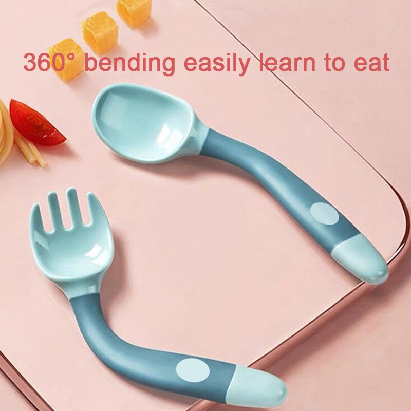 Silicone Twisting Scoop &amp; Fork Kids Tableware Set childrensterritory