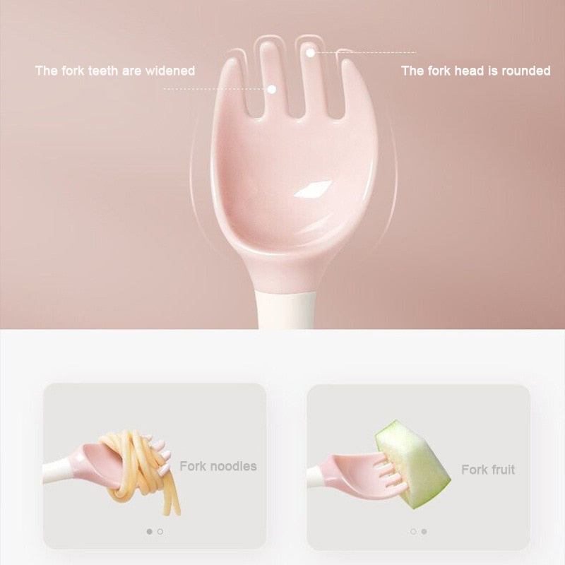 Silicone Twisting Scoop &amp; Fork Kids Tableware Set childrensterritory