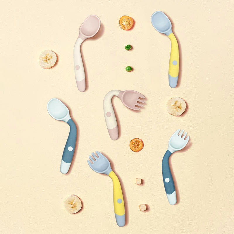 Silicone Twisting Scoop &amp; Fork Kids Tableware Set childrensterritory