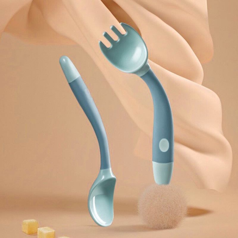 Silicone Twisting Scoop &amp; Fork Kids Tableware Set childrensterritory