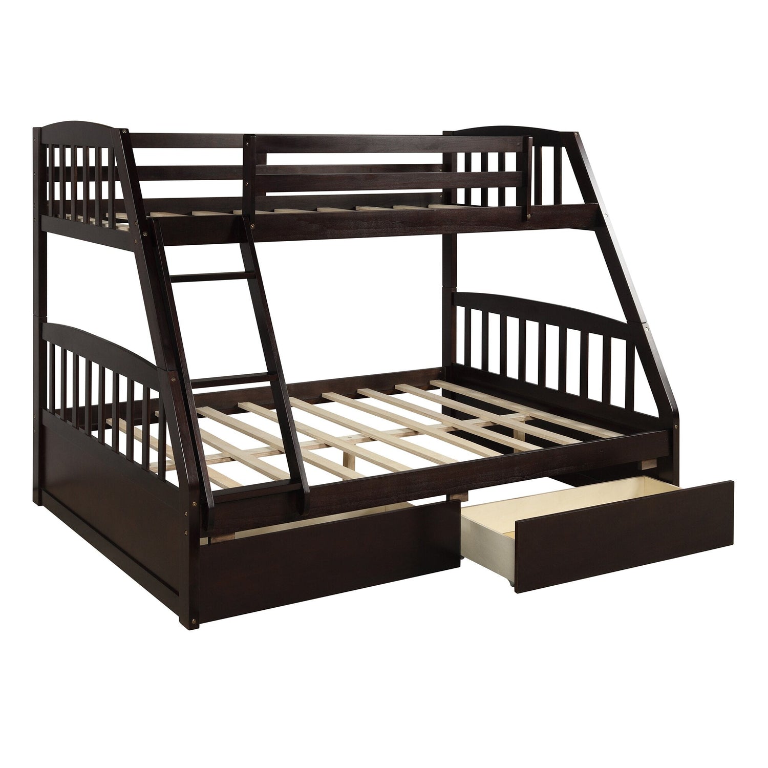 Solid Wood Twin Over Full Bunk Bed with Storage Boxes childrensterritory