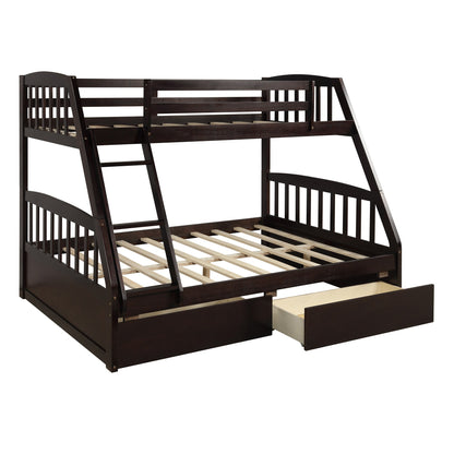 Solid Wood Twin Over Full Bunk Bed with Storage Boxes childrensterritory