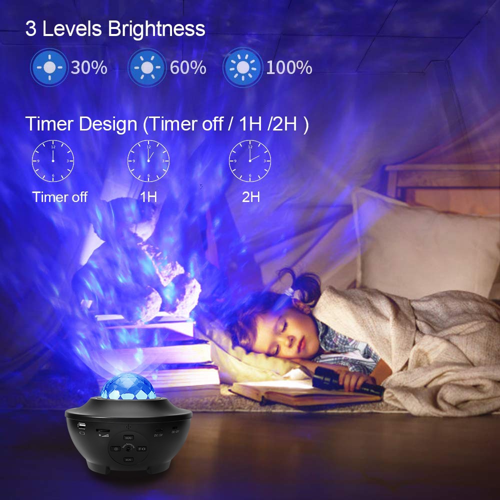 Starry Water Wave LED Projector with Music childrensterritory