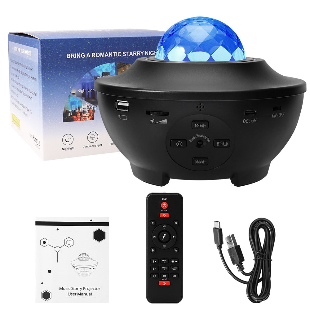 Starry Water Wave LED Projector with Music childrensterritory