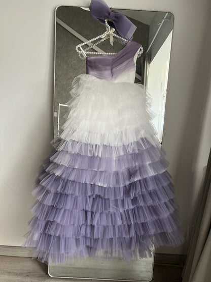 Tiered Tulle One Shoulder Ball Gown for Girls childrensterritory