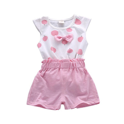 Toddler/Baby Girls Printed Bowknot 2pcs Casual Suit childrensterritory