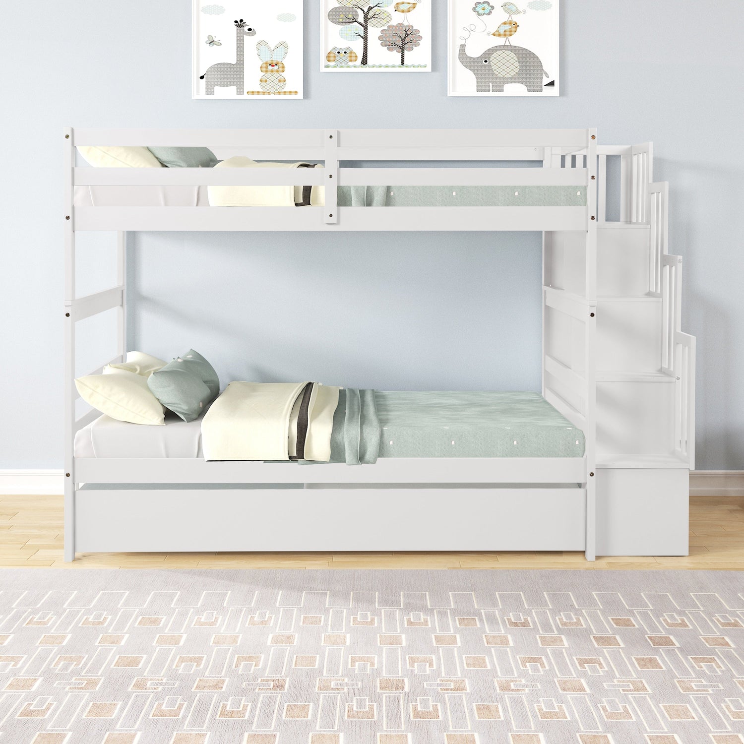 Twin Bunk bed With Trundle &amp; a Ladder/Bedroom Furniture childrensterritory