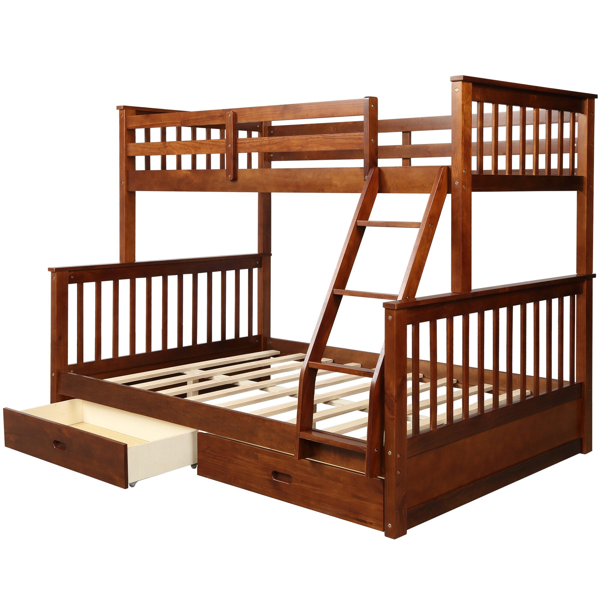 Twin-Over-Full Bunk Bed with Ladders &amp; 2 Storage Drawers childrensterritory