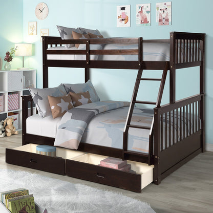Twin-Over-Full Bunk Bed with Ladders &amp; 2 Storage Drawers childrensterritory