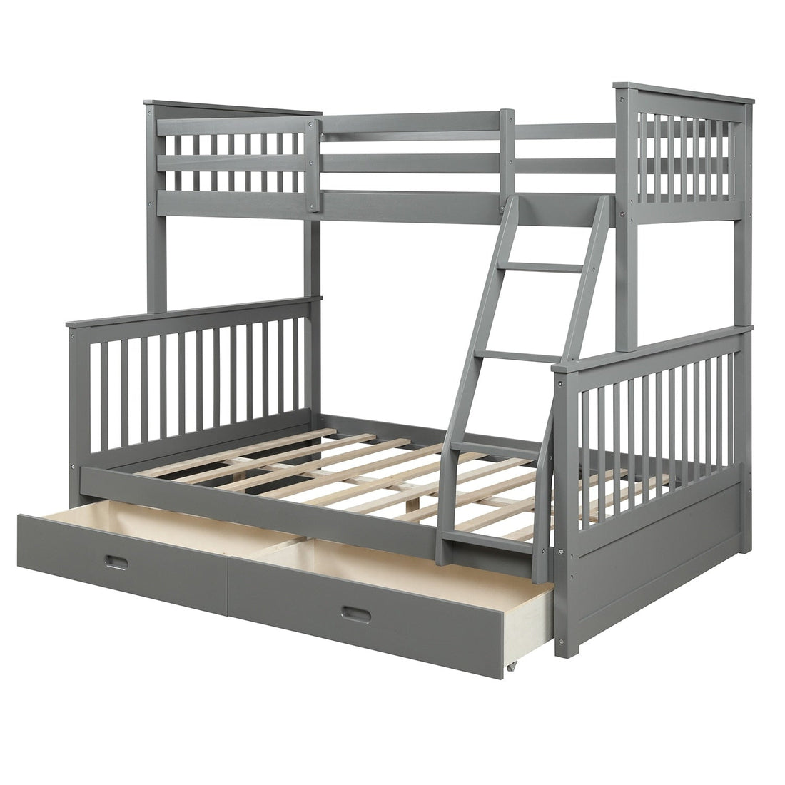 Twin-Over-Full Bunk Bed with Ladders & 2 Storage Drawers childrensterritory