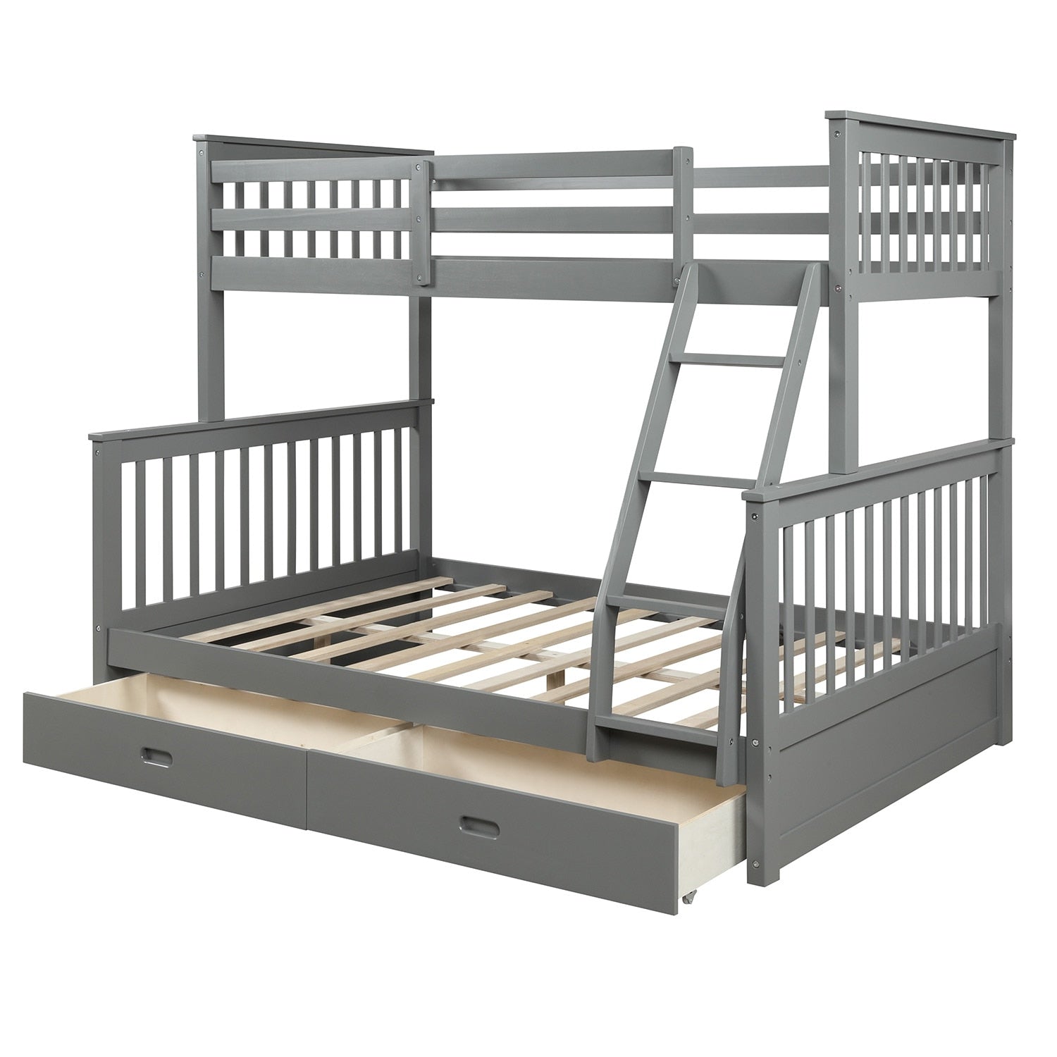 Twin-Over-Full Bunk Bed with Ladders &amp; 2 Storage Drawers childrensterritory