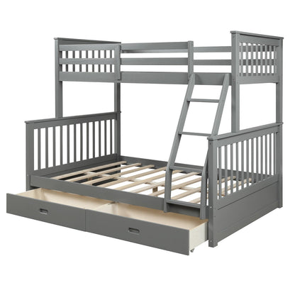 Twin-Over-Full Bunk Bed with Ladders &amp; 2 Storage Drawers childrensterritory