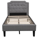 Twin Size Upholstered Scalloped Linen Platform Bed childrensterritory